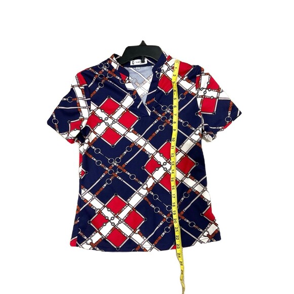 Abyoxi Women’s Shirt-Red, White & Blue Chain-link (Size M) - Picture 5 of 6